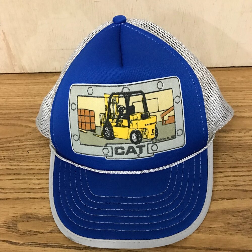 Vintage CAT Caterpillar Tractor Trucker Hat Cap‎ Rope Accent 1988 Snap Back